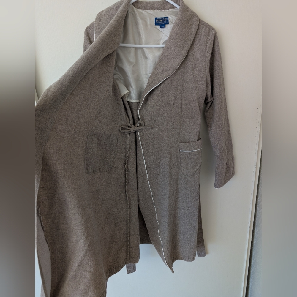 Pendleton Womens Large 100% Wool Brown Robe Sleepwear Loungewear Cottage Cozy - Picture 2 of 6